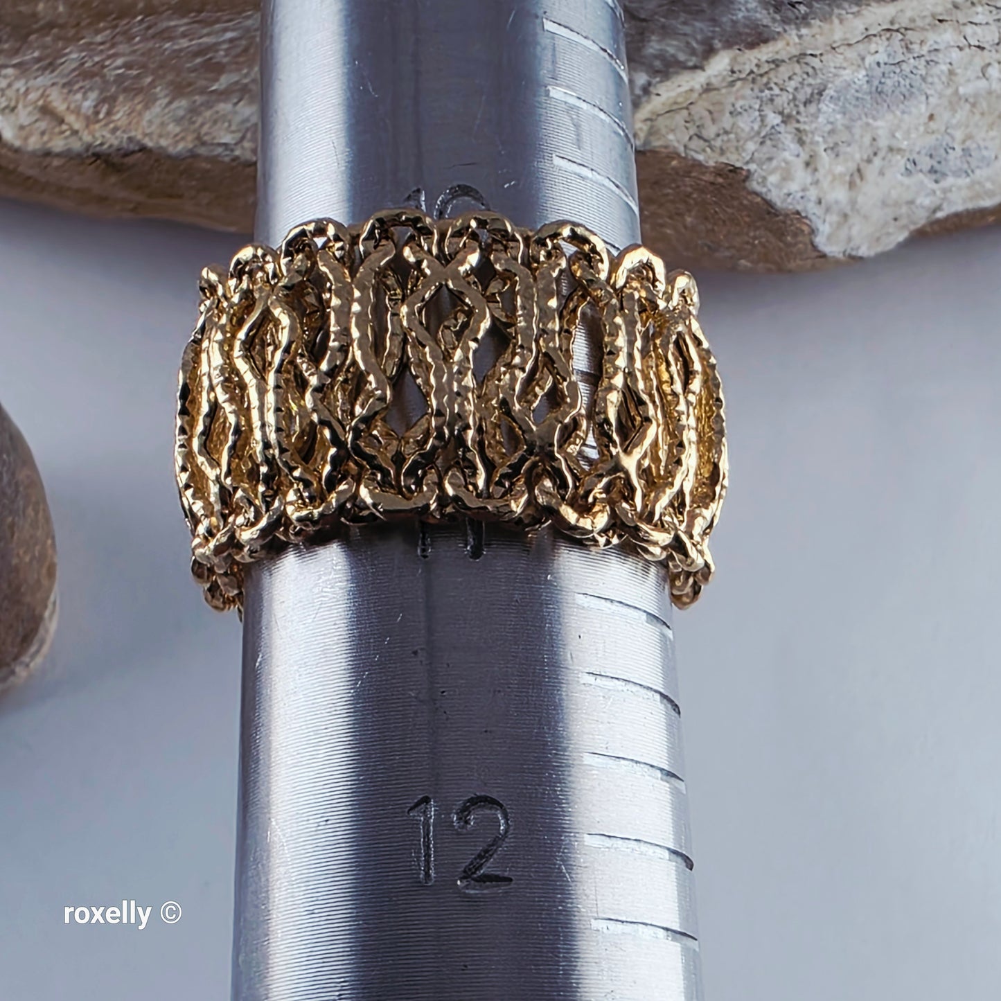 MILOR 14K Yellow Gold Flexible Link Ring Size 11, Solid Gold - Made in Italy!