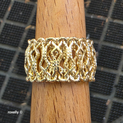 MILOR 14K Yellow Gold Flexible Link Ring Size 11, Solid Gold - Made in Italy!
