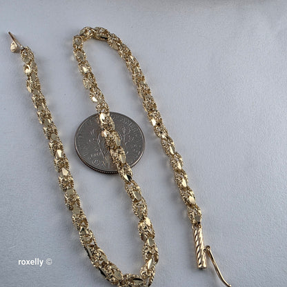 14K Yellow Gold Turkish Rope Link Bracelet or Anklet