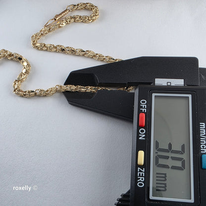14K Yellow Gold Turkish Rope Link Bracelet or Anklet