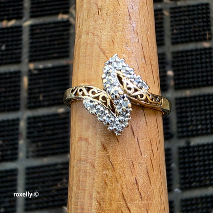 10K Yellow Gold Genuine Diamond Cluster Ring Size 7 - Solid Gold