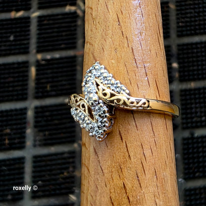 10K Yellow Gold Genuine Diamond Cluster Ring Size 7 - Solid Gold