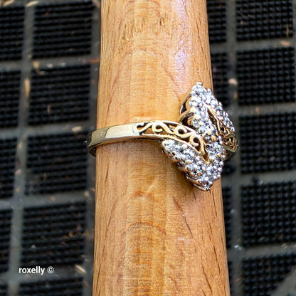 10K Yellow Gold Genuine Diamond Cluster Ring Size 7 - Solid Gold