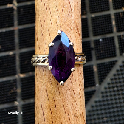 Vintage 14K Yellow Gold Purple Amethyst Pinky Ring Size 3.25 - Solid Gold
