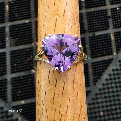 10K Yellow Gold Amethyst Cocktail Ring Size 6, Solid Gold!