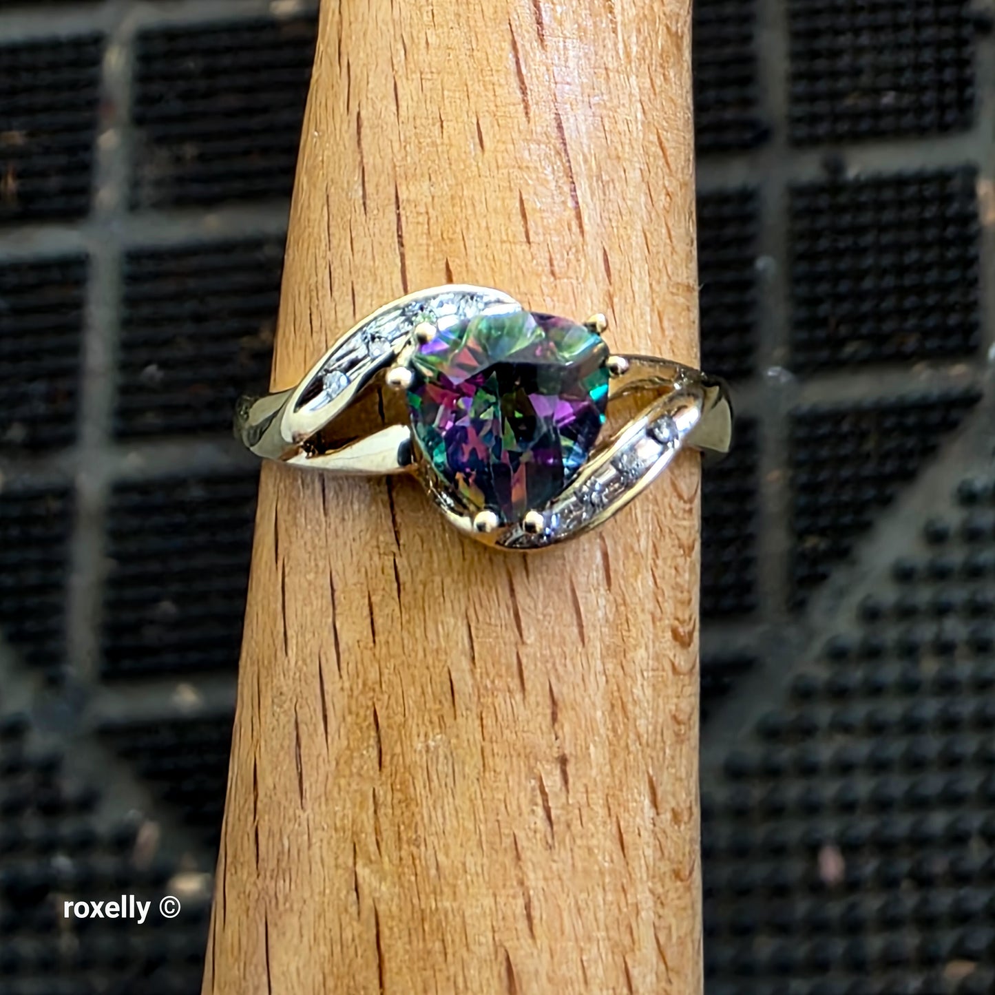10K Yellow Gold Mystic Topaz & and Genuine Diamonds Jewelry Set – Ring, Earrings, Necklace & Pendant, Solid Gold