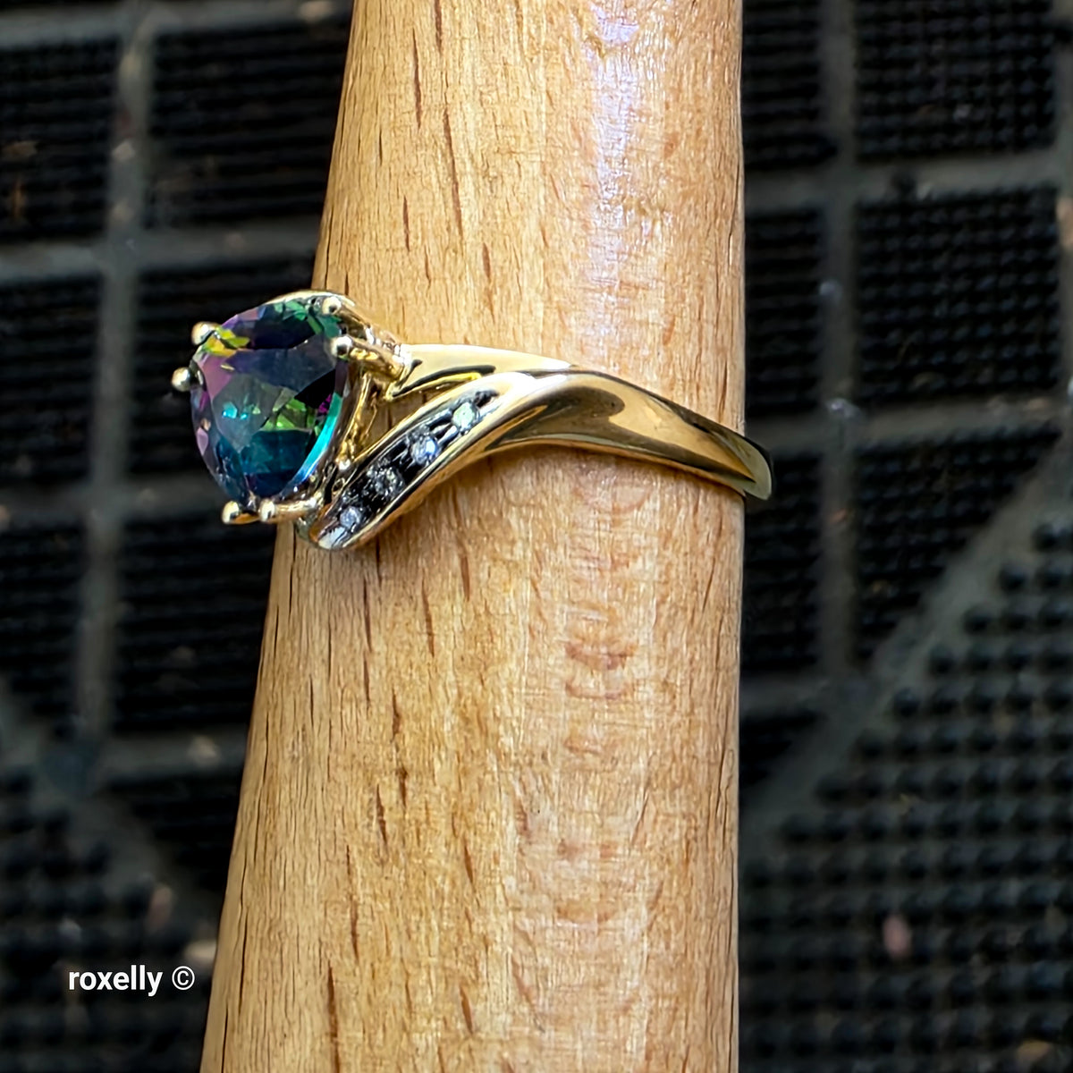10K Yellow Gold Mystic Topaz & and Genuine Diamonds Jewelry Set – Ring, Earrings, Necklace & Pendant, Solid Gold