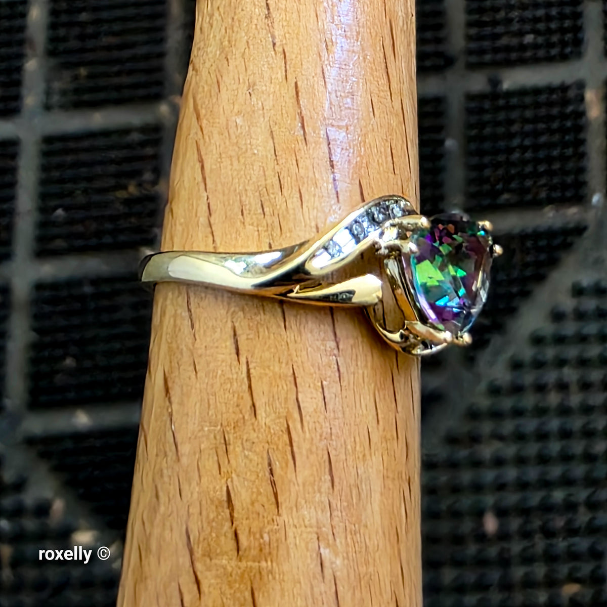 10K Yellow Gold Mystic Topaz & and Genuine Diamonds Jewelry Set – Ring, Earrings, Necklace & Pendant, Solid Gold