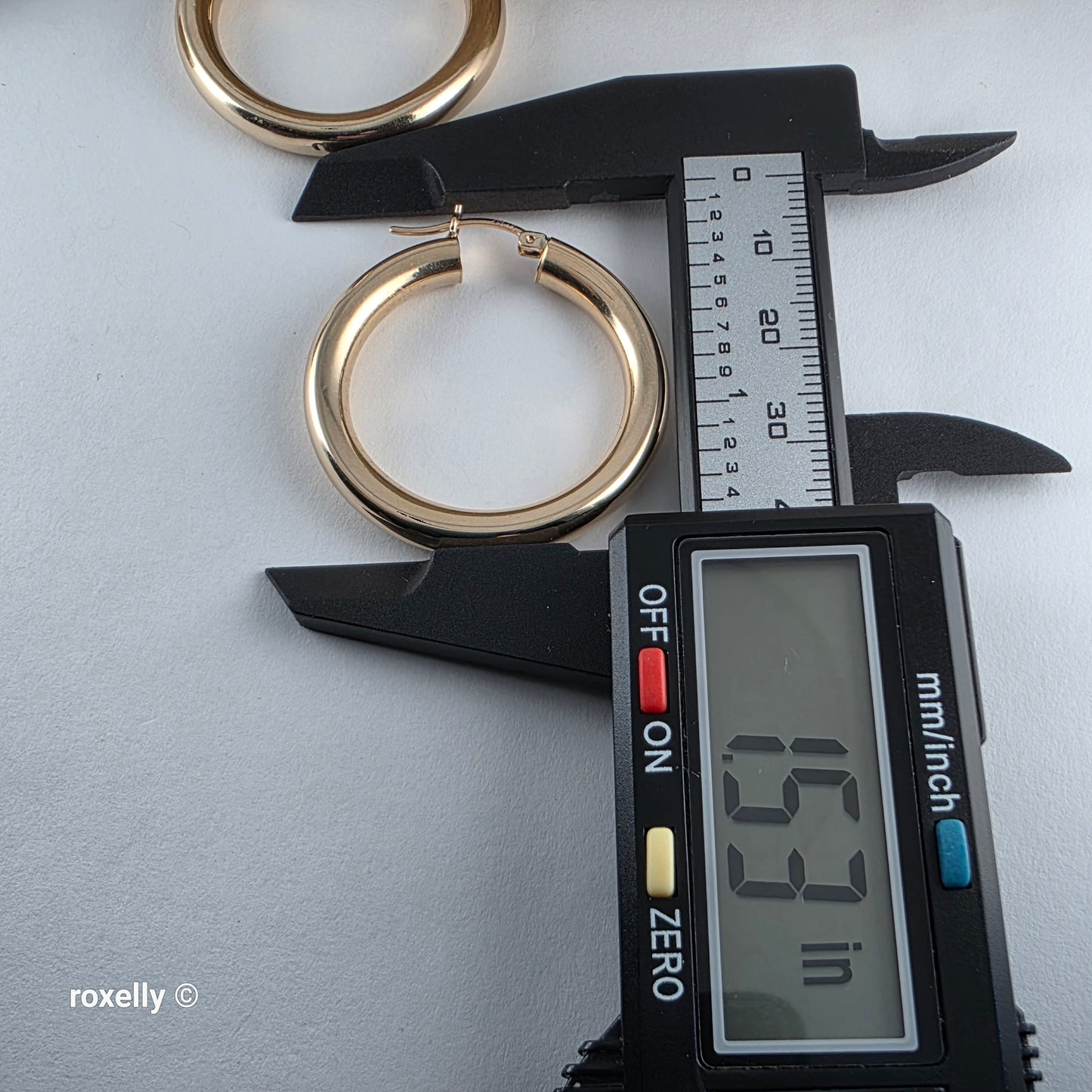 14K Yellow Gold Huge Tubular Hoop Earrings - Solid Gold!