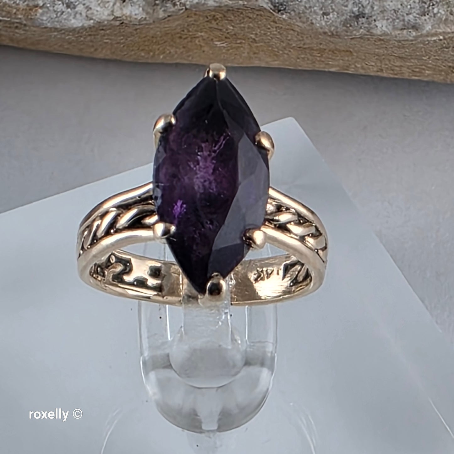 Vintage 14K Yellow Gold Purple Amethyst Pinky Ring Size 3.25 - Solid Gold