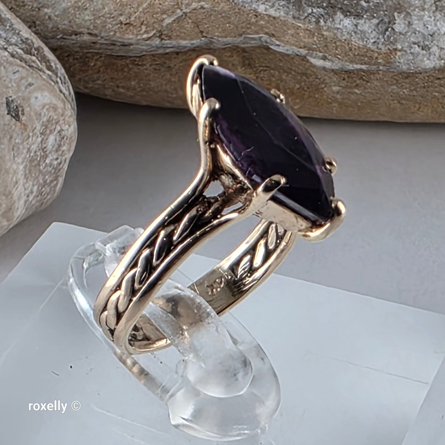 Vintage 14K Yellow Gold Purple Amethyst Pinky Ring Size 3.25 - Solid Gold