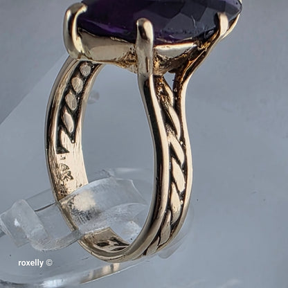 Vintage 14K Yellow Gold Purple Amethyst Pinky Ring Size 3.25 - Solid Gold