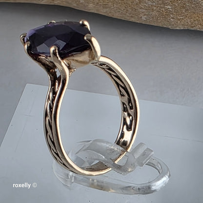 Vintage 14K Yellow Gold Purple Amethyst Pinky Ring Size 3.25 - Solid Gold