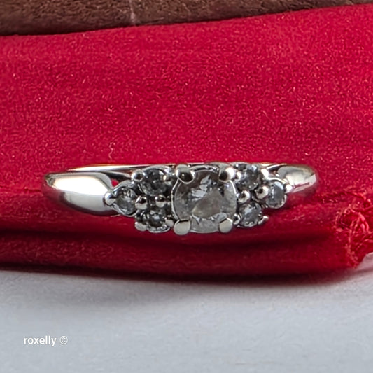 10K White Gold Cubic Zirconia Ring Size 5.75 -Solid Gold!