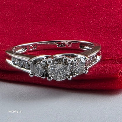 10K White Gold Genuine Diamonds Band Ring Size 7.75 - Solid Gold