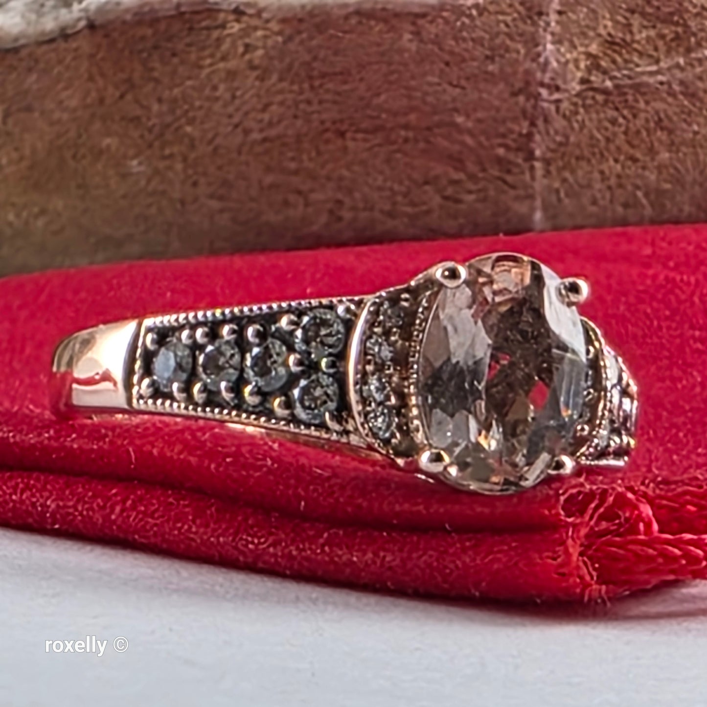 Le Vian 14K Rose Gold Morganite and Vanilla Diamonds Ring Size 6.75