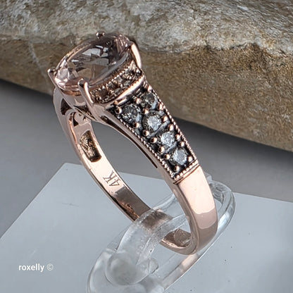 Le Vian 14K Rose Gold Morganite and Vanilla Diamonds Ring Size 6.75