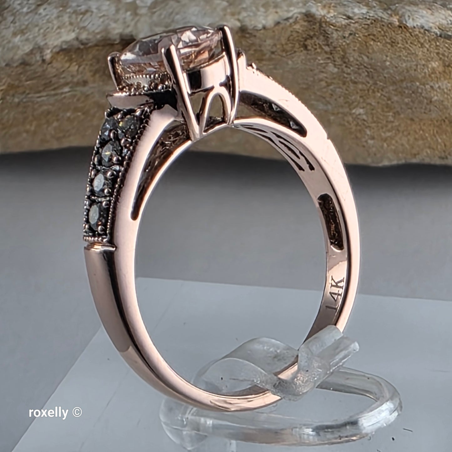 Le Vian 14K Rose Gold Morganite and Vanilla Diamonds Ring Size 6.75