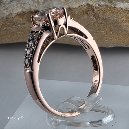 Le Vian 14K Rose Gold Morganite and Vanilla Diamonds Ring Size 6.75
