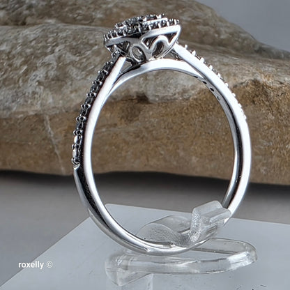 10K White Gold Genuine Diamond Halo Ring 1/4 CTW Size 7, Solid Gold!