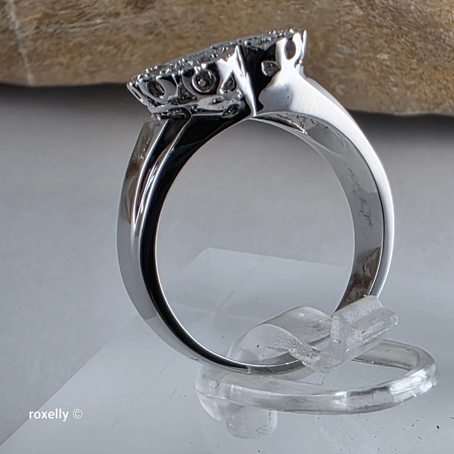 14K White Gold Heart-Shaped Genuine Diamond Ring Size 4 - Solid Gold!