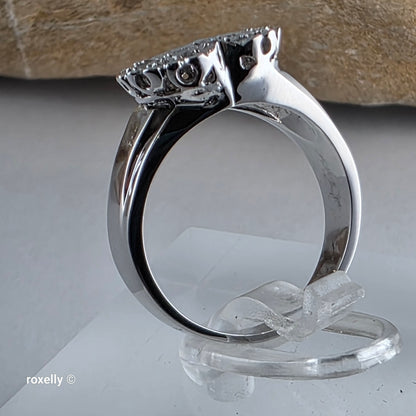 14K White Gold Heart-Shaped Genuine Diamond Ring Size 4 - Solid Gold!