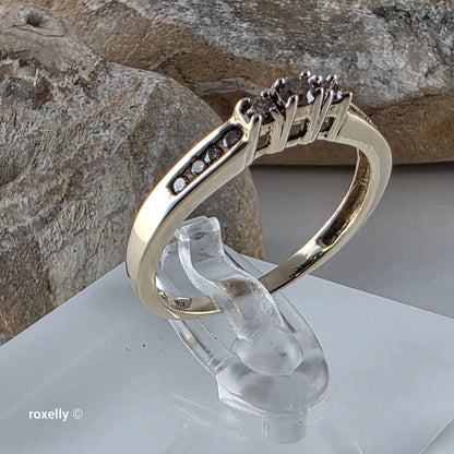 10K Yellow Gold Champagne Genuine Diamond Ring Size 8 - Solid Gold!