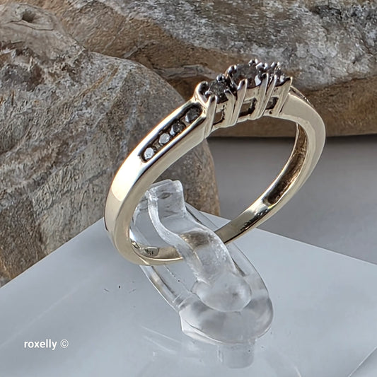 10K Yellow Gold Champagne Genuine Diamond Ring Size 8 - Solid Gold!