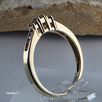 10K Yellow Gold Champagne Genuine Diamond Ring Size 8 - Solid Gold!