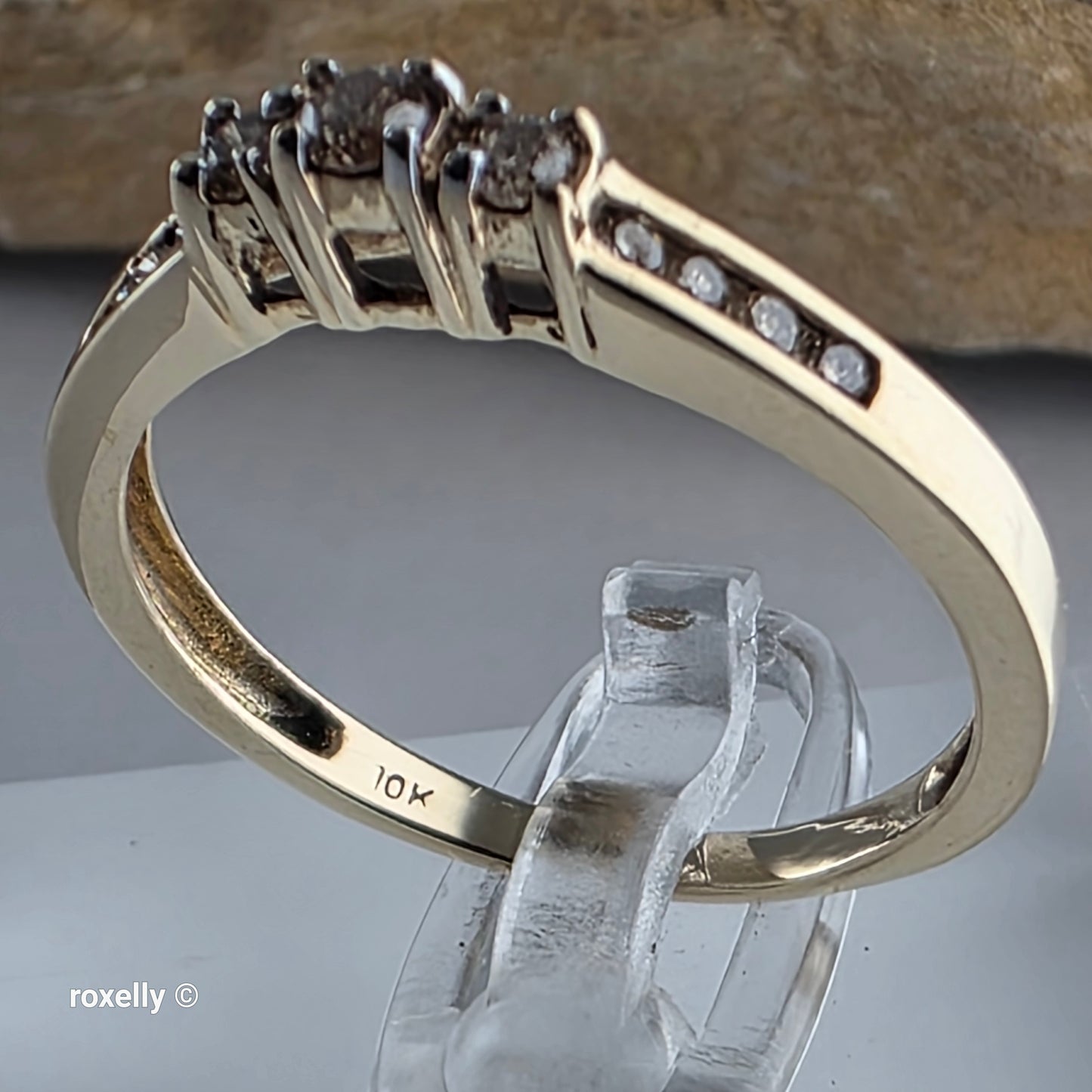 10K Yellow Gold Champagne Genuine Diamond Ring Size 8 - Solid Gold!