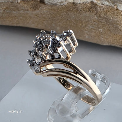 14K Yellow Gold Genuine Diamond Cluster Ring Size 5.75 - Solid Gold!