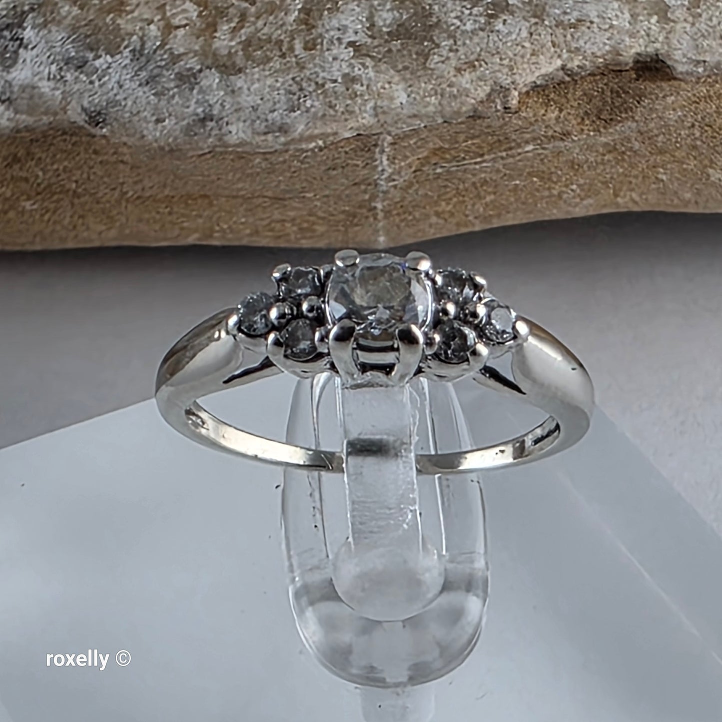 10K White Gold Cubic Zirconia Ring Size 5.75 -Solid Gold!