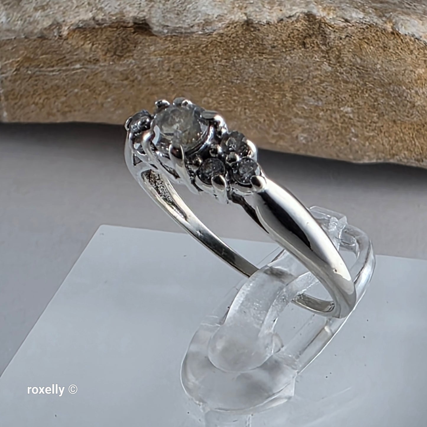 10K White Gold Cubic Zirconia Ring Size 5.75 -Solid Gold!