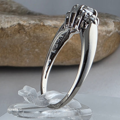 10K White Gold Cubic Zirconia Ring Size 5.75 -Solid Gold!