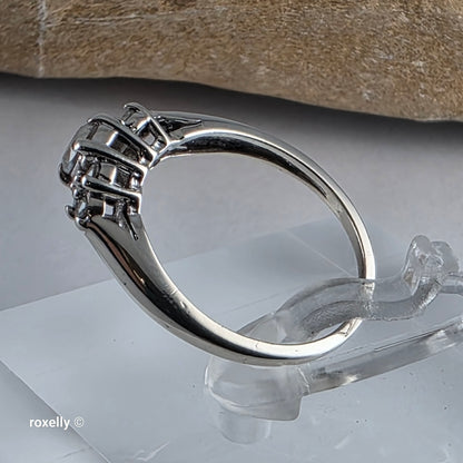 10K White Gold Cubic Zirconia Ring Size 5.75 -Solid Gold!
