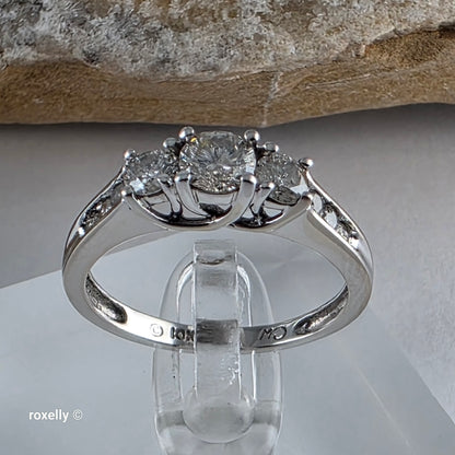 10K White Gold Genuine Diamonds Band Ring Size 7.75 - Solid Gold