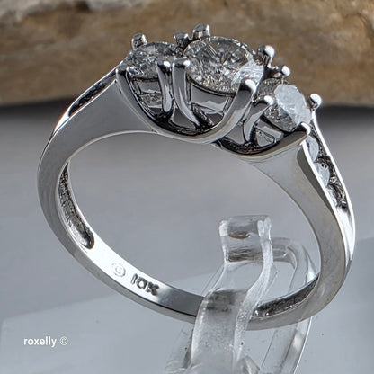 10K White Gold Genuine Diamonds Band Ring Size 7.75 - Solid Gold