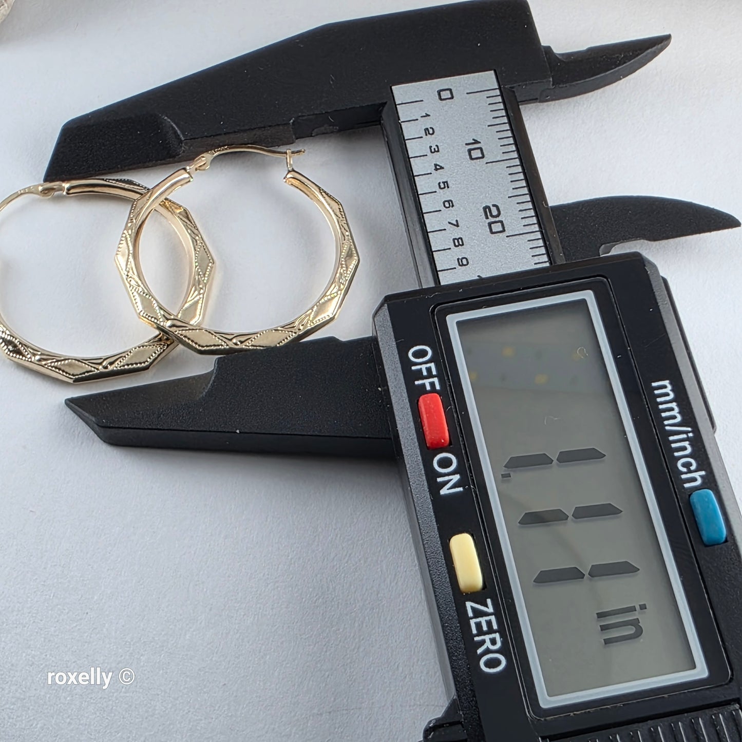 14K Yellow Gold Diamond-Cut Hoop Earrings, Solid Gold!