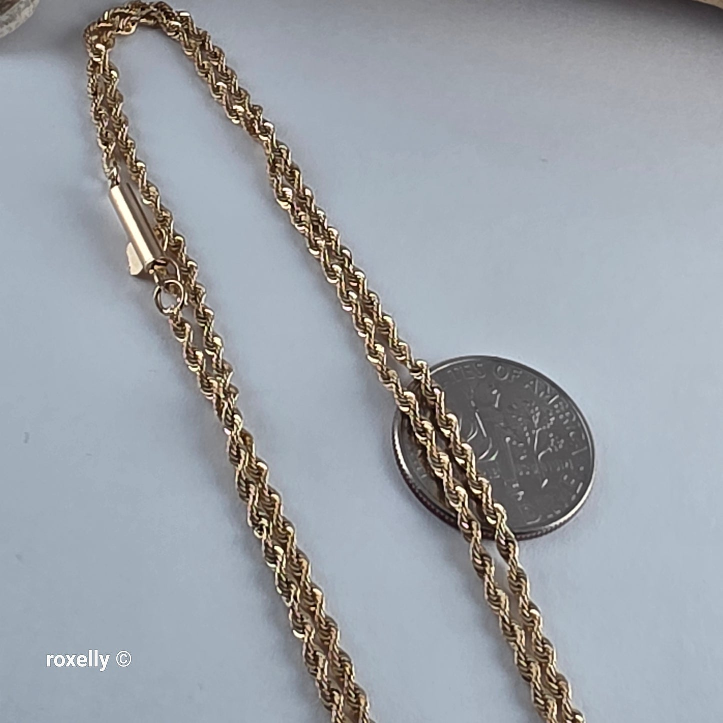 14K Yellow Gold Diamond-Cut Rope Link Necklace - Solid Gold!