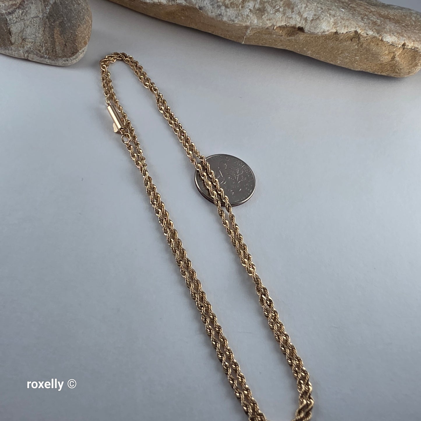 14K Yellow Gold Diamond-Cut Rope Link Necklace - Solid Gold!