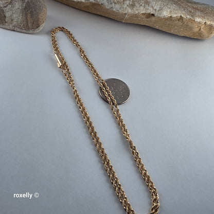 14K Yellow Gold Diamond-Cut Rope Link Necklace - Solid Gold!