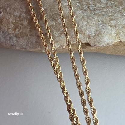 14K Yellow Gold Diamond-Cut Rope Link Necklace - Solid Gold!