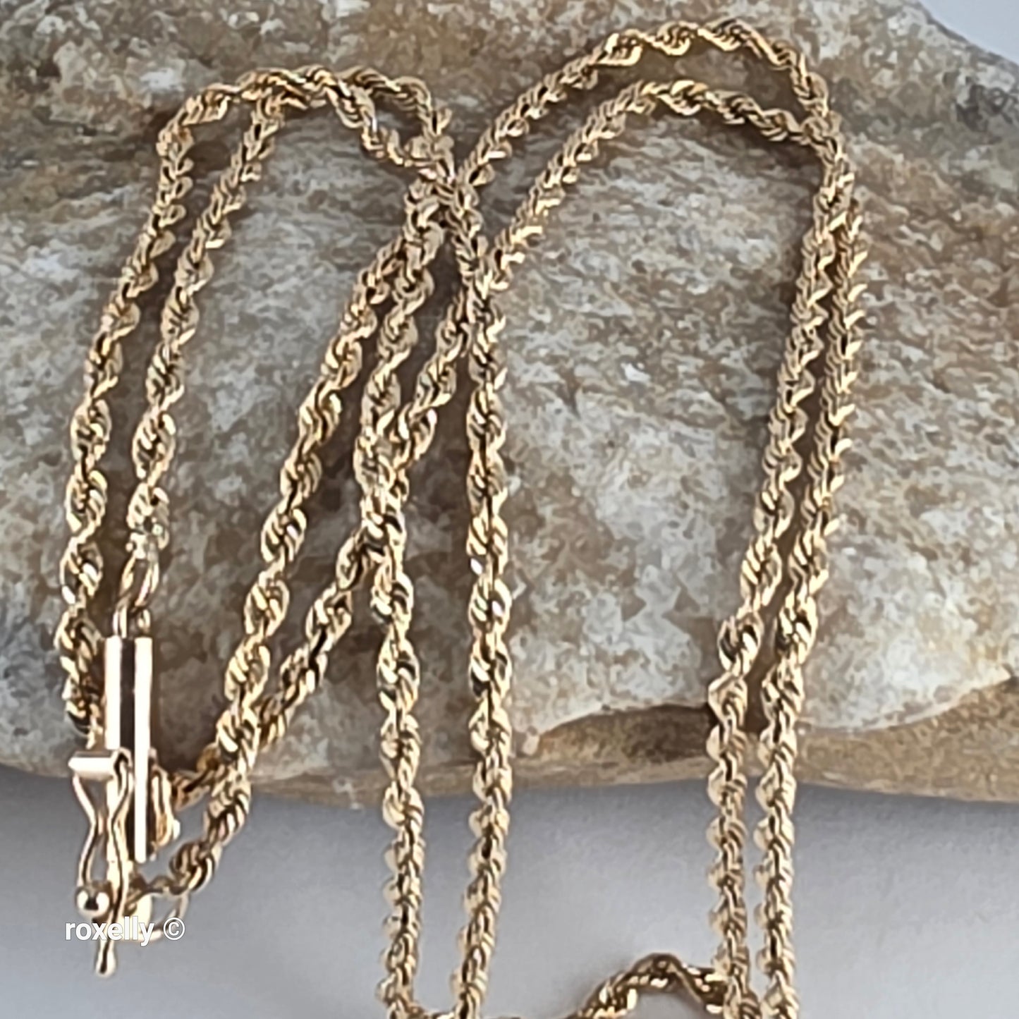 14K Yellow Gold Diamond-Cut Rope Link Necklace - Solid Gold!