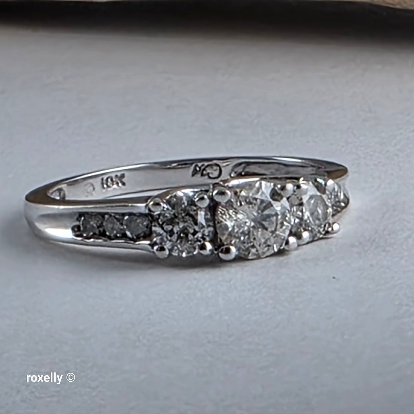 10K White Gold Genuine Diamonds Band Ring Size 7.75 - Solid Gold