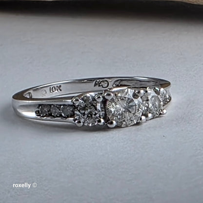 10K White Gold Genuine Diamonds Band Ring Size 7.75 - Solid Gold