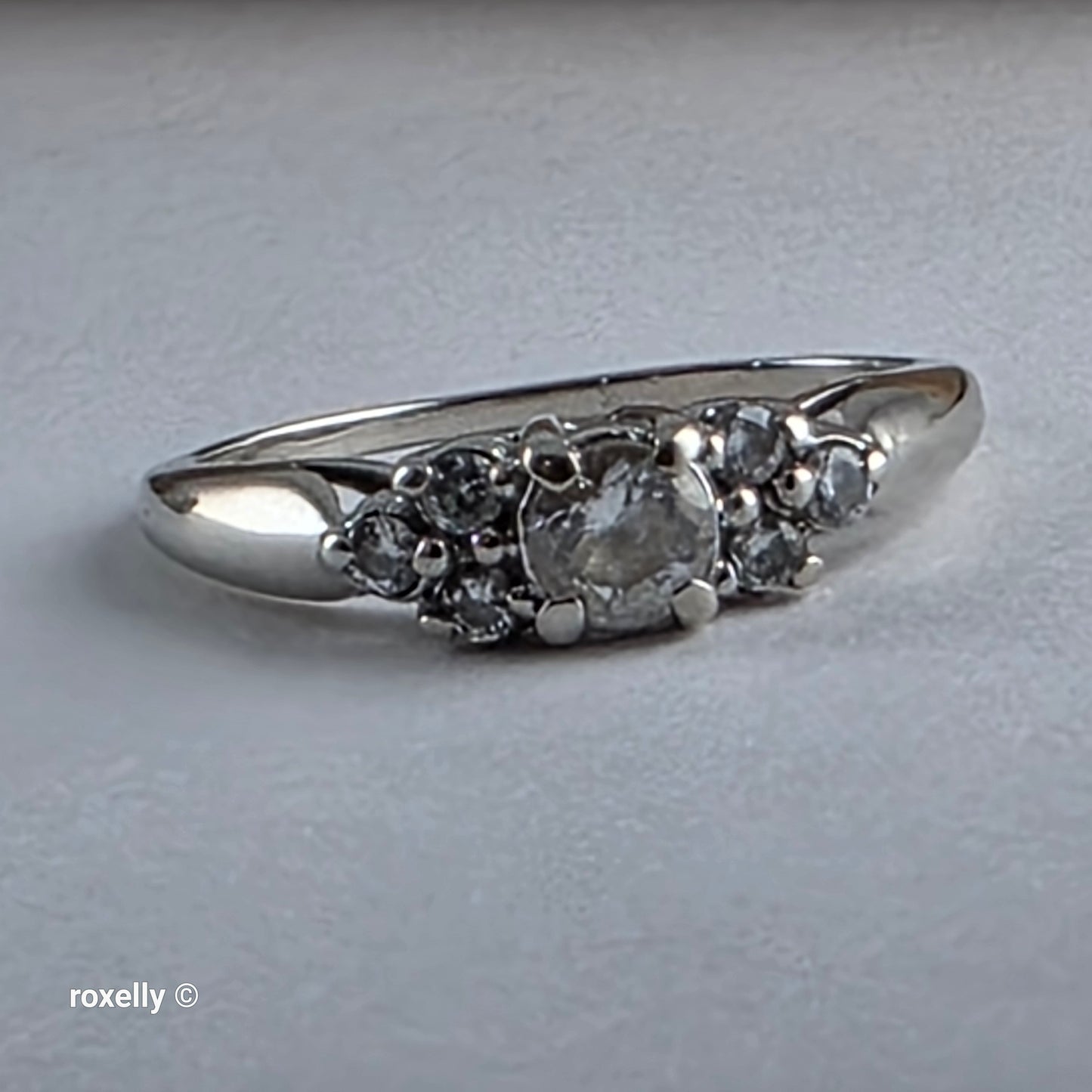 10K White Gold Cubic Zirconia Ring Size 5.75 -Solid Gold!