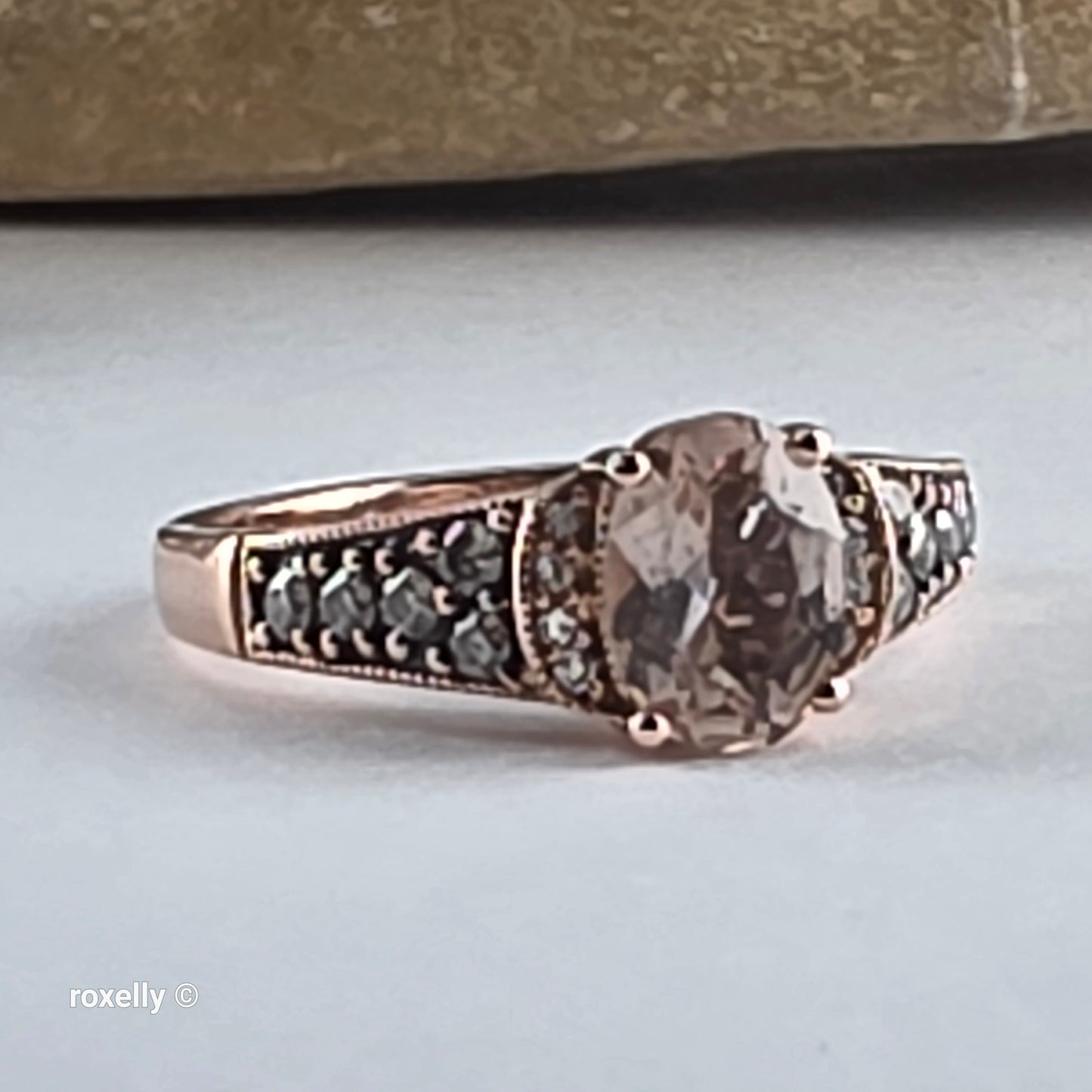 Le Vian 14K Rose Gold Morganite and Vanilla Diamonds Ring Size 6.75