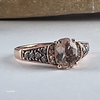 Le Vian 14K Rose Gold Morganite and Vanilla Diamonds Ring Size 6.75