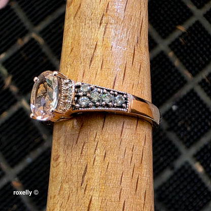 Le Vian 14K Rose Gold Morganite and Vanilla Diamonds Ring Size 6.75