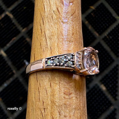 Le Vian 14K Rose Gold Morganite and Vanilla Diamonds Ring Size 6.75